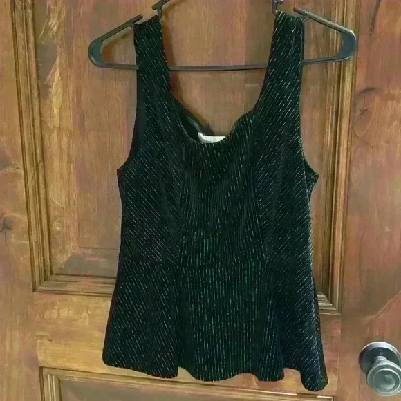 Velvety black and silver sparkly peplum tank - Picture 1 of 5
